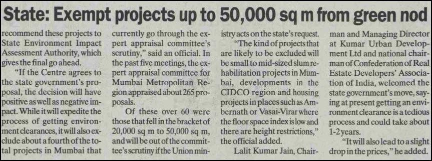 State: Exempt projects up to 50,000 sq m from green nod