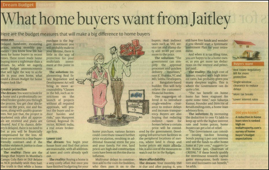 What home buyers want from Jaitley