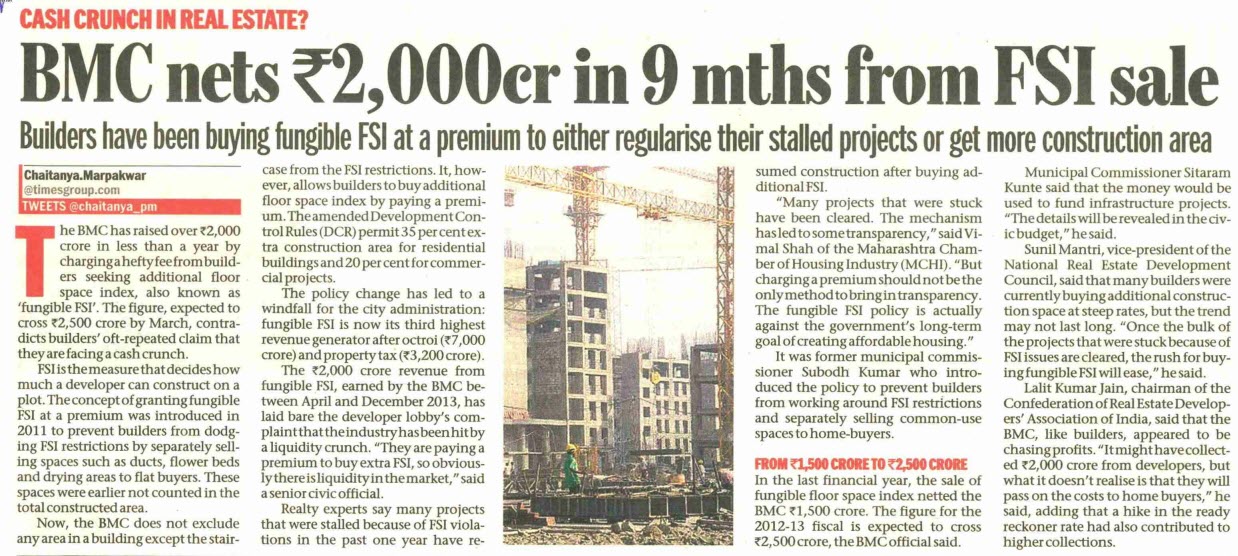 BMC nets Rs. 2,000cr in 9 mths from FSI sale
