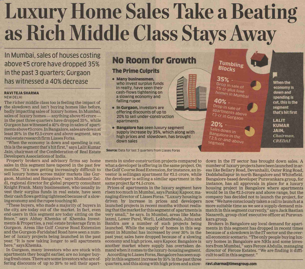 Luxury home sales take a beating as rich middle class stays away