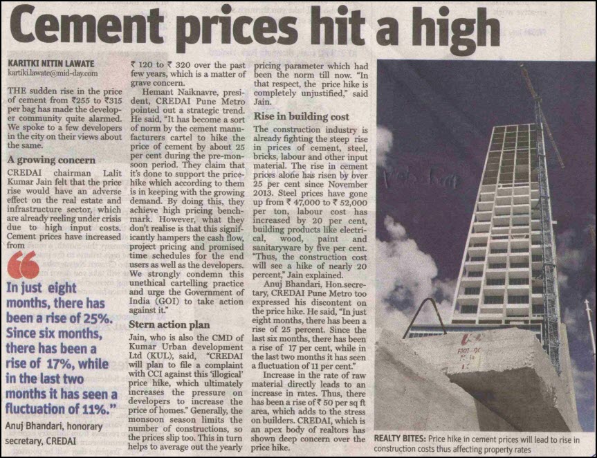 Cement prices hit a high
