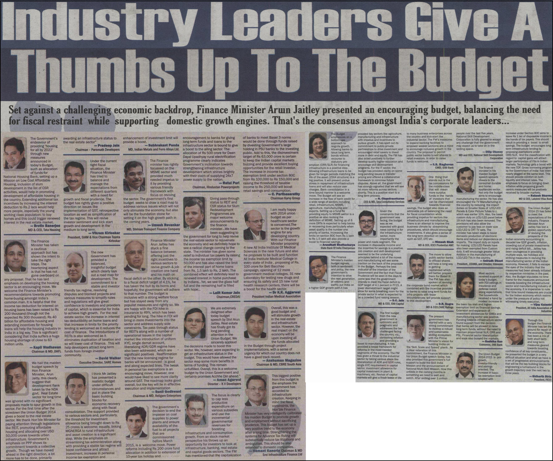 Industry leaders give a thumbs up to the budget