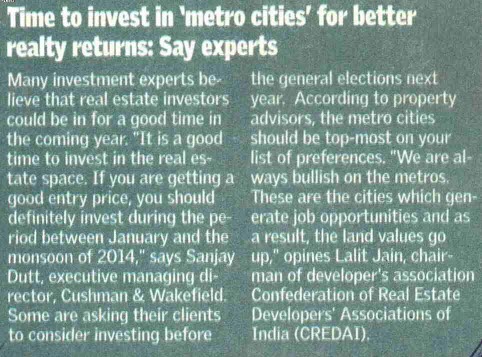 Time to invest in 'metro cities' for better realty returns: Say experts