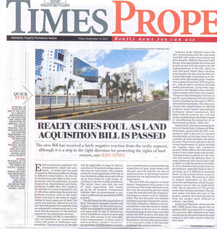 Realty cries foul as land acquisition bill is passed