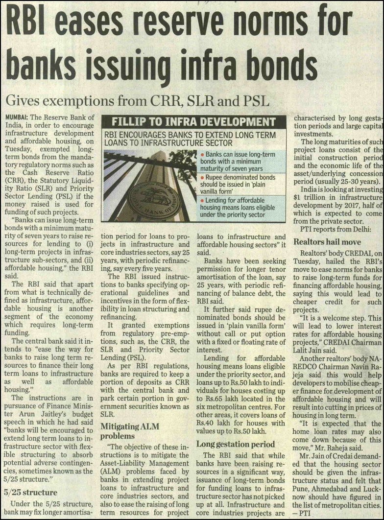 RBI eases reserve norms for banks issuing infra bonds