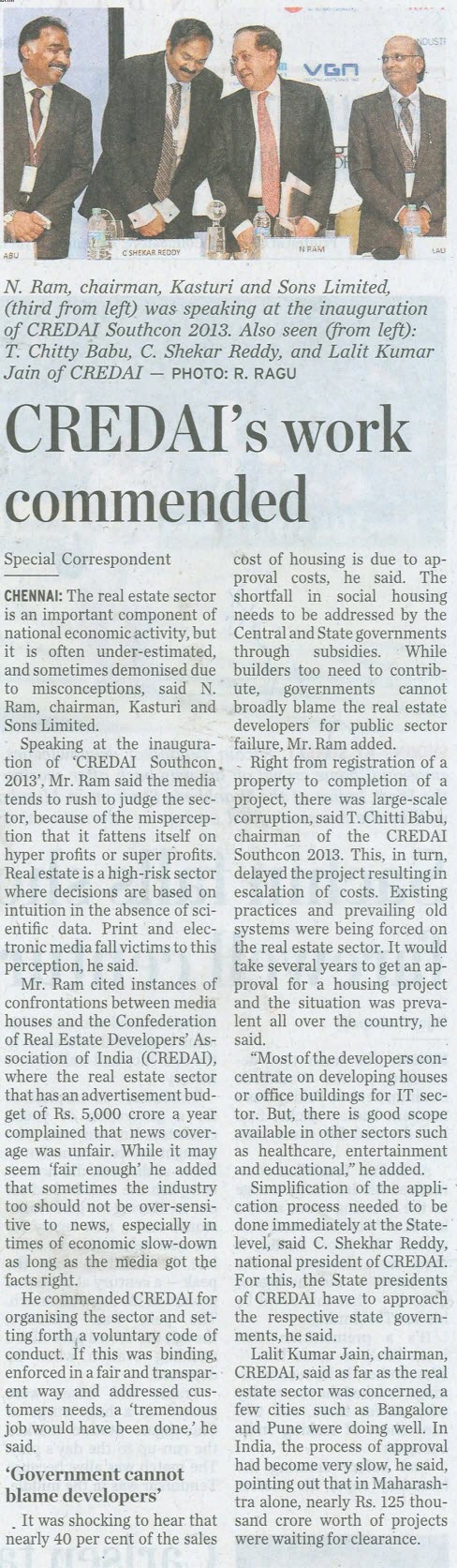 CREDAI’s work commended