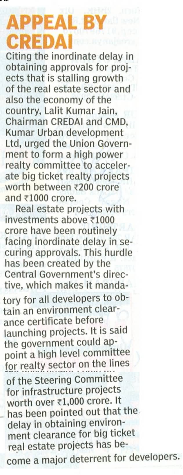 Appeal By Credai