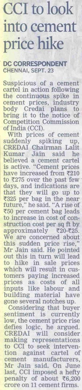 CCI to look into cement price hike