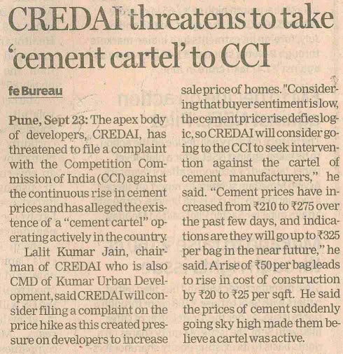 CREDAI threatens to take 'cement cartel' to CCI
