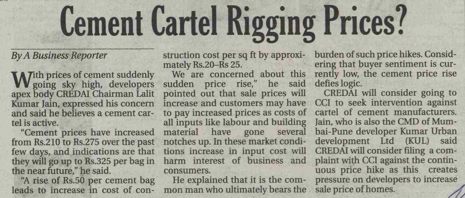 Cement Cartel rigging Prices?
