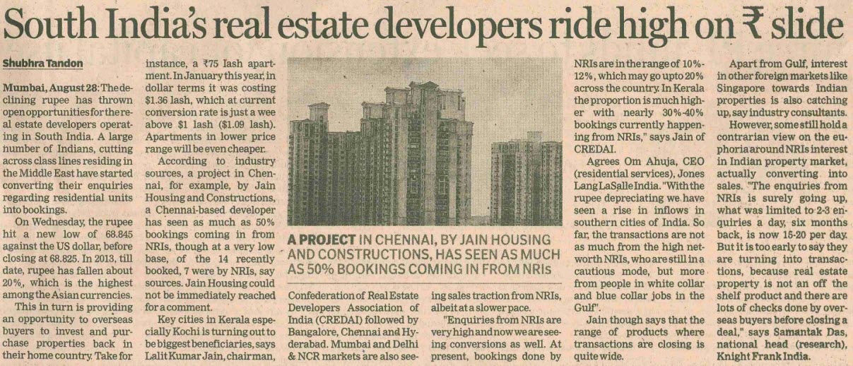 South India's real estate developers ride high on Rs Slide