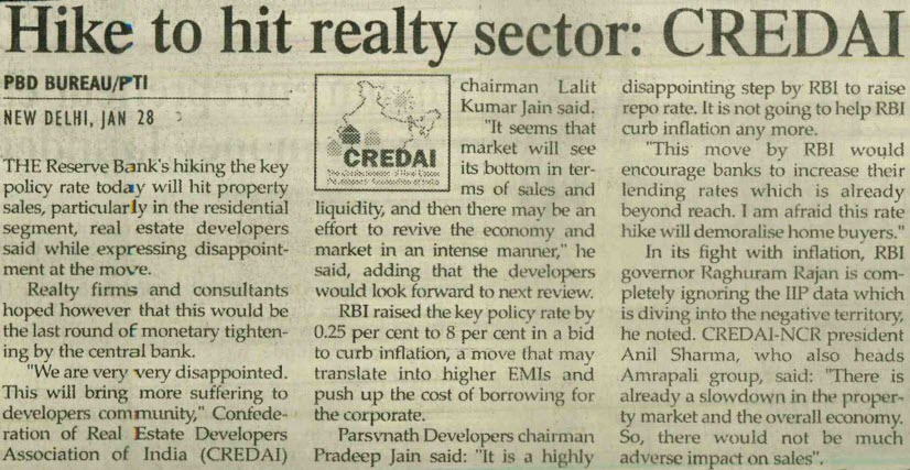 Hike to hit realty sector: CREDAI
