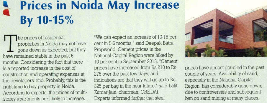 Prices in Noida May Increase by 10-15%